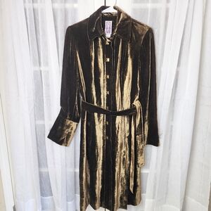 Zelda Velvet Trench Coat Womens Sz 12 Brown Boho Chic Whimsigoth 90s Studded